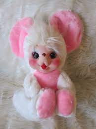 Vintage Rushton Rubber Face Plush Mouse 15 White Pink Tail Rushton Toys Rubber Face Vintage Toys