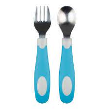 The design of this fork provides a wide handle surface to grab onto. Drbrowns Soft Grip Spoon Fork Set Babystore Ae