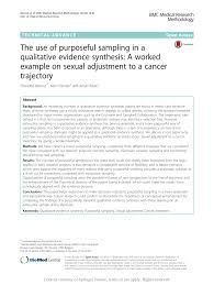 The validity of your research will depend on your experimental design. Pdf The Use Of Purposeful Sampling In A Qualitative Evidence Synthesis A Worked Example On Sexual Adjustment To A Cancer Trajectory