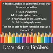 Showing top 8 worksheets in the category. Using The Triangle Exterior Angle Theorem Color By Number Tpt