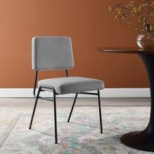 Light Grey Fabric Black Body Mid Century Accent Dining Chair In 2020 Dining Chairs White Dining Chairs Modern Dining Chairs