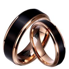 Soul Men 1 Pair Man Woman Black Rose Gold Color Tungsten Carbide Marriage Wedding Rings Set 8mm Fo Black Wedding Rings Rings For Men Titanium Wedding Rings