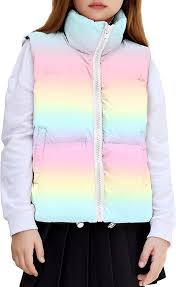 Amazon.com: Arshiner Girls Puffer Vest Stand Collar Winter Zipper  Lightweight Sleeveless Outwear Puffy Outfits Kid Clothes Pink Ombre 5-6 :  Clothing, Shoes & Jewelry