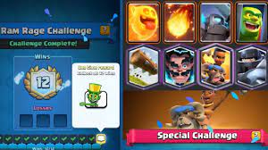 Ram Rage 12 Wins Challenge Best Deck To Win Goblin Hat Dance Emote C Cool Deck Challenges Clash Royale