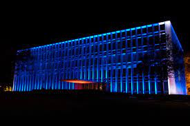Hunt Library Carnegie Mellon University Pittsburgh Pennsylvania Usa Color Kinetics Facade Lighting Light Architecture Architecture Exterior