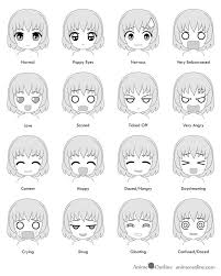 16 Chibi Anime Facial Expressions Emotions Chart In 2019