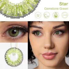 Magister Star Lentes De Contato Colorida Verde Olhos Natural Para Maquiagem  Anual 1 Par