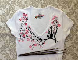 Hand Painted T Shirt Women Tee Handpainted Cat Summer Etsy Hand Painted Clothing T Shirt Painting Hand Embroidery Pattern