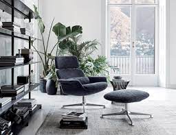 Kn02 Swivel And Reclining High Back Lounge Knoll 1960s scandinavian modern adjustable recliner swivel lounge chair with five prong base and ottoman by john stuart in the original suede upholstery;