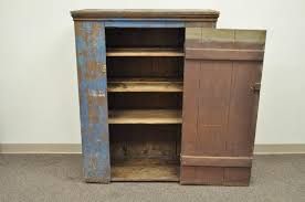42w x 17¼d x 50h. Antique Blue Distress Painted Pa Rustic Primitive Jelly Cupboard Pantry Cabinet For Sale At 1stdibs