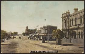 Koroit Street Warrnambool C 1909 The Grand Looking Building With The Tower Is The Ozone Coffee Palace Built In 1890 And Destroyed By Fire In 1929 State Li