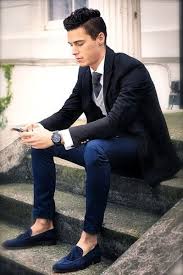 Black And Blue Outfits Men Black And Navy With Blue Suede Tassel Loafers Men S Fall Winter Fashion Style Men Http Michellesarchitecture Blog Mens Outfits Mens Fashion Stylish Men