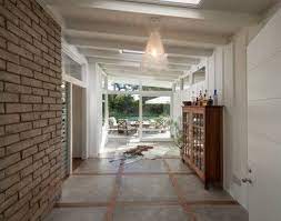 Polished Concrete Flooring With Wood Inlay Modern Foyer Ranch Style Homes Mid Century Modern Interiors