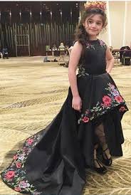 New High Low Black Flower Girl Dresses Puffy Kids Designer Dresses Kids Fashion Dress Kids Frocks