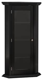 Corner cabinets can add storage and display space in any room without being too intrusive to the room. Didan Black Wood Contemporary Corner Curio Display Cabinet With Storage Shelves Traditional China Cabinets And Hutches By Pilaster Designs