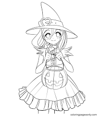 1) if you have javascript enabled you can click the print link in the top half of the page and it will automatically print the coloring page only and ignore the advertising and navigation at the top of the page. Beautiful Witch With Pumpkin Lights Coloring Pages Halloween Witch Coloring Pages Coloring Pages For Kids And Adults