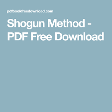 Shogun Method Pdf Free Download In 2019 Pdf Free Books