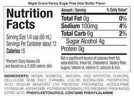Maple Grove Farms Butter Flavor Sugar Free Syrup Ingredients Water Sorbitol Natural And Arti Sugar Free Syrup Sugar Free Pancake Syrup Flavored Sugar