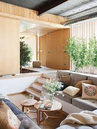 Exclusive Industrial Loft In Barcelona Invites Nature Indoors Sunken Living Room Modern Interior Design Natural Home Decor