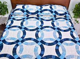Navy Blue And Cream Double Wedding Ring Quilt Wedding Ring Quilt Double Wedding Rings Double Wedding Ring Quilt