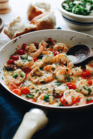 Shrimp Scampi With Tomatoes And Crusty Bread Bev Cooks Recipe Warm Weather Recipes Shrimp Scampi Scampi