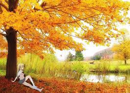 Comipo Autumn Girl Comipo Manga Anime Schoolgirl Autumn Leaves Birds Windy Wind Lake Water S Autumn Scenery Scenery Wallpaper Scenery Pictures