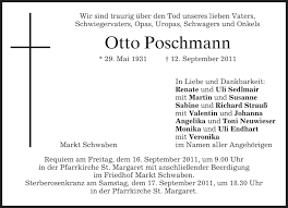 Umso trauriger dürften die zuschauer über seinen tod sein. Traueranzeigen Von Otto Poschmann Trauer Merkur De