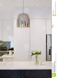 Modern Kitchen Renovation With Chrome Pendant Light Stock Image Image Of Cabinetry Designer 52212849