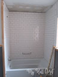 Beyond the tub and to leave at least a half tile along the wall if possible. How To Install Subway Tile Start With A Ledger Bar My Hall Closet