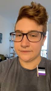 ID: A video of Ace standing in their living room wearing glasses and a blue  shirt. Their hair is swooping epically. Full transcript in caption:⁣, ⁣,  “What’s up epic humans? Happy Asexual Awareness ...