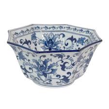 Three Hands Blue And White Porcelain Bowl 5 75 H 27577 The Home Depot Decorative Bowls White Bowls Blue And White