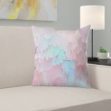 East Urban Home Light Blue And Pink Glitches Throw Pillow Wayfair