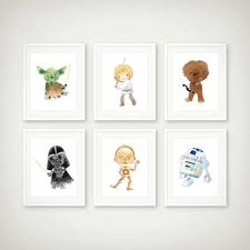 Star Wars Illustration Art Print Set Of 6 Wall Art Kids Art Star Wars Star Wars Nursery Art Nursery Art Boy Star Wars Wall Art