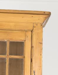 vintage narrow pine display cabinet