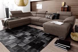 Wohnlandschaft Saltia Echtleder Longchair Davorstehend Rechts Ottomane Links Ohne Schlaffunktion Grau Fredriks