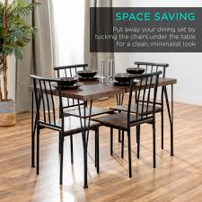To try it, paint just the legs of your chairs or the backs of them. Best Choice Products 5 Piece Indoor Modern Metal And Wood Rectangular Dining Table Furniture Set W 4 Chairs Brown Walmart Com Walmart Com