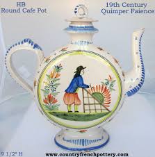 19th Century French Faience From Quimper The Round Cafe Pot Featuring The Breton And Bretonne Photo Courtesy Of Countryfre Faience De Quimper Faience Poterie
