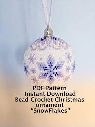 Beaded Christmas Ornament Pattern Bead Crochet Ball Scheme Pdf Pattern Downlo Crochet Christmas Ornaments Crochet Ornament Patterns Fancy Christmas Ornaments