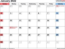 January 2022 Calendar Templates For Word Excel And Pdf