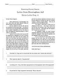 If i sought to answer all the criticisms that cross my desk, my secretaries would have little time for anything other than such correspondence in the course of i think i should indicate why i am here in birmingham, since you have been influenced by the view which argues against outsiders coming in. Letter From Birmingham Jail Lesson Plans Worksheets Lesson Planet