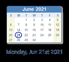 Get organized for the upcoming events. June 21 2021 Calendar With Holidays Count Down Usa