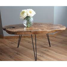 Beautiful Statement Raw Edge Hair Pin Table Handmade And One Of A Kind Glazed For A Protective Fin Wood Table Rustic Kitchen Table Wood Raw Wood Coffee Table
