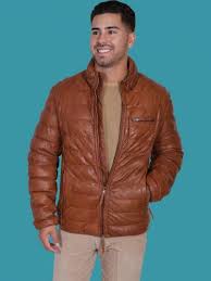 Scully Ribbed Lamb Leather Jacket Cognac
