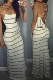 Striped Long Criss Cross Fitted Tight Slip Dress With Images Womens Dresses Women Long Dresses