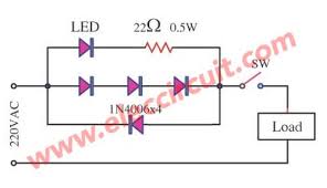 Many Simple Led Ac Mains Voltage Current Indicator Circuits Led Circuit Powered Monitors