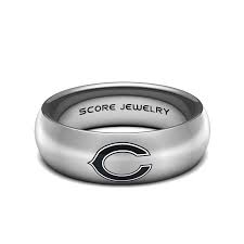 Black Tungsten Band With Domed Edge Nfl Football Chicago Bears Logo Ring Black Tungsten Band Tungsten Band Silver Tungsten