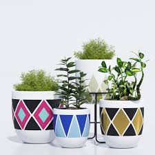 Design Twins Color Pot 3d Model Plant Pot Design Painted Plant Pots Flower Pot Art