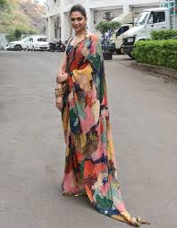 Deepika padukone in red saree: Deepika Padukone Wears A Multicoloured Sabyasachi Sari At Chhapaak Promotions Vogue India