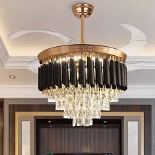 Shop for flush mount ceiling fans and the best in modern furniture. Cylinder Ceiling Fan Light Contemporary Crystal Gold Led Flush Mount Fixture With Remote Control Frequency Conversion Beautifulhalo Com