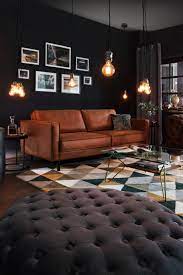 Stylische Wohnzimmer Ideen Im Club Lounge Stil Leather Couch Living Room Decor Black Living Room House Interior